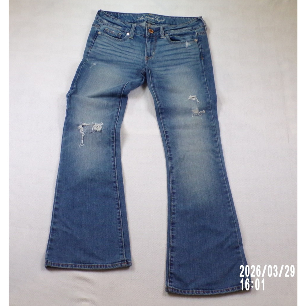 American Eagle VINTAGE FLARE Jeans Size 2 Reg Low Rise Y2K Distressed 2010 Retro - Picture 16 of 16